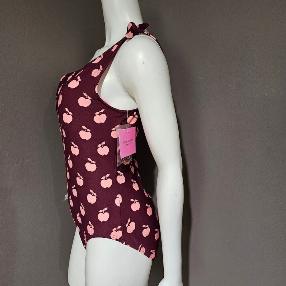 Kate Spade New York Fruit Print One Shoulder One Piece Swimsuit Deep Plum - Picture 3 of 12